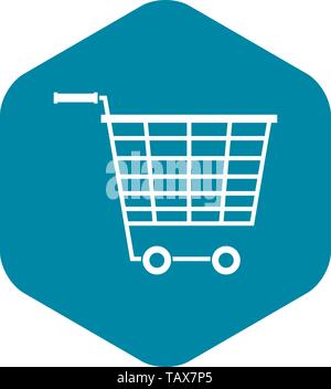 Empty supermarket cart with plastic handles icon Stock Vector