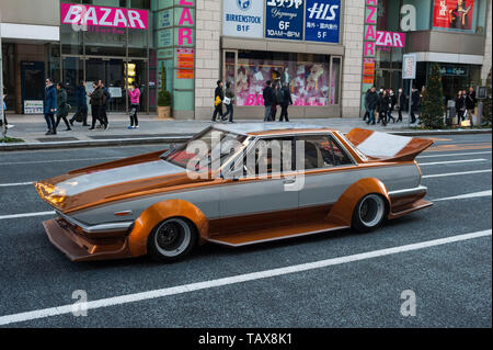 01.01.2018, Tokyo, Kanto, Japan - A pimped-out sports car on Chuo-Dori Avenue in the Ginza district of the Japanese capital. 0SL180101D044CAROEX.JPG [ Stock Photo