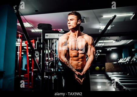 muscular muscle man with big pectoral muscles and bulging biceps Stock  Photo - Alamy