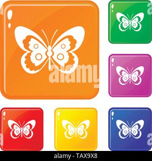 Butterfly icons set collection vector 6 color isolated on white background Stock Vector