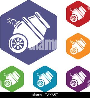 Ship cannon icons vector hexahedron Stock Vector