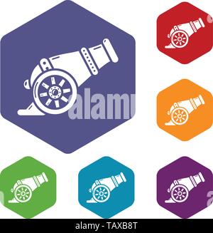Fire gun icons vector hexahedron Stock Vector