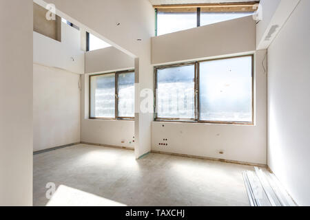 Empty room without repair. interior of white wall Stock Photo