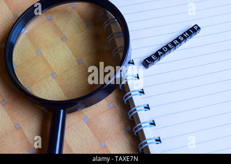 Leadership on wooden blocks. motivation and inspiration concept Stock Photo