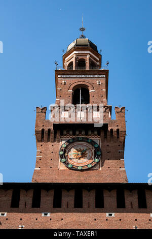 Milan: the Torre del Filarete, central tower of the Sforza Castle (Castello Sforzesco), built in the 15th century by Francesco Sforza, Duke of Milan