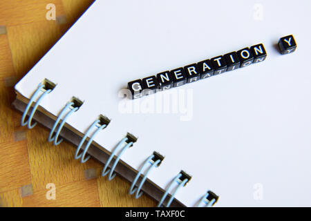 Generation Y on wooden blocks. motivation and inspiration concept Stock Photo