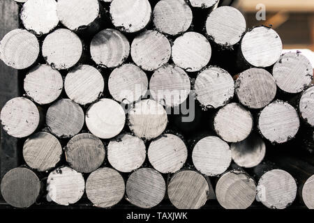 Metal rods, blanks for parts. Hot-dip galvanized steel bars Stock Photo