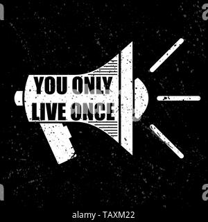 White grunge speaker with black yolo promo text Stock Vector