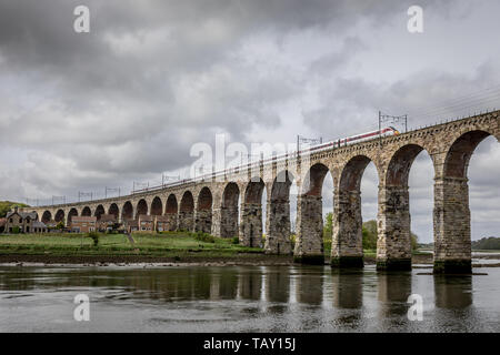LNER Azuma, Royal Border Bridge, Berwick upon Tweed, Northumberland, England, UK Stock Photo
