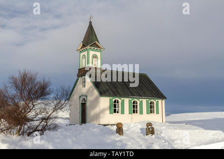 Þingvellir Church in Thingvellir (Pingvellir) National Park, Iceland. Stock Photo