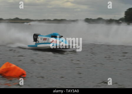 Powerboat Racing - Oulton Broad - Formula Grand Prix - Scott Curtis Stock Photo