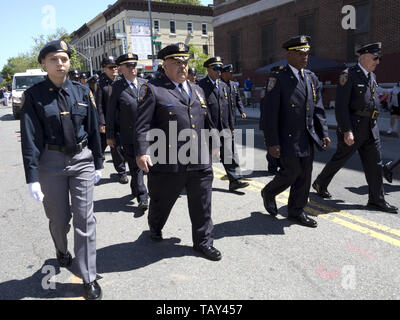 NYC Auxilliary police march in The Kings County 152nd Memorial Parade in the Bay Ridge section of Brooklyn, NY, May 27, 20019. Stock Photo
