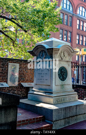 Baltimore, Maryland, USA - July 9, 2017: Burial site of Edgar Allen Poe and his wife, Virginia Clemm Poe, in Baltimore. Stock Photo
