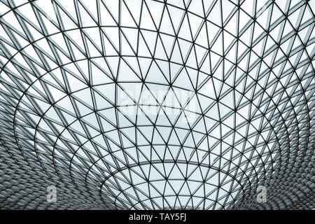 Glass and steel building with triangle pattern structure. Futuristic architecture. Neo-futurism architectural style. White triangle geometric dome tex Stock Photo