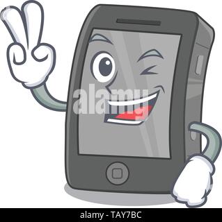 Two finger ipad isolated with in the character Stock Vector
