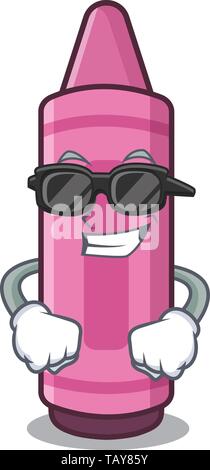 Super cool pink crayons in cartoon school bag Stock Vector