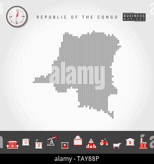 Stylized simple outline map of Congo icon. Blue sketch map of Congo ...
