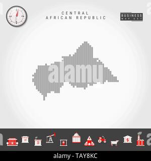 Stylized striped vector map of Central African Republic with 3d effect ...