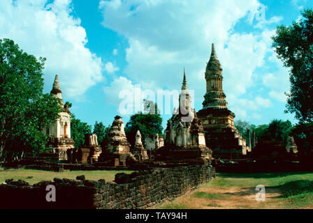 Wat Chedi Chet Thaeo,Si Satchanalai Historical Park,Sukhothai,Thailand Stock Photo