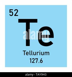 Illustration of the periodic table Tellurium chemical symbol Stock Vector