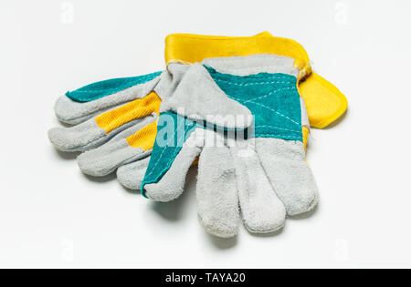 Working mens gloves isolated on white background Stock Photo