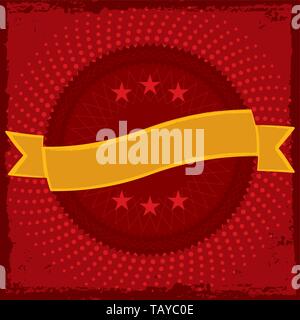 Vector illustration. Seal ribbon with band over dotted background. Stock Vector