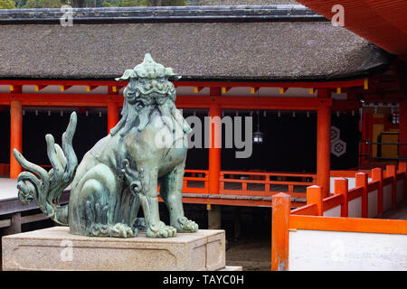 Statue at Itsukushima Shrine - Miyajima, Japan Stock Photo