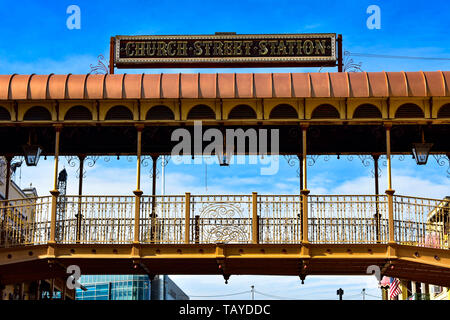 Orlando, Florida . December 25, 2018. The revitalized Church Street Station continues this tradition, offering an eclectic mix of dining, and entertai Stock Photo