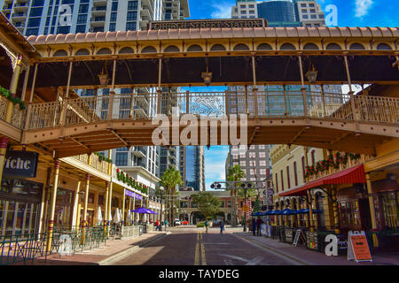 Orlando, Florida . December 25, 2018. The revitalized Church Street Station continues this tradition, offering an eclectic mix of dining, and entertai Stock Photo