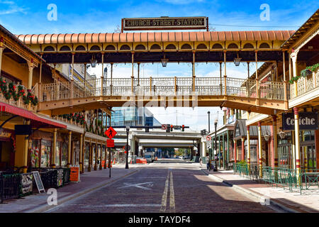 Orlando, Florida . December 25, 2018. The revitalized Church Street Station continues this tradition, offering an eclectic mix of dining, and entertai Stock Photo