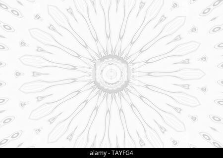 Kaleidoscope pattern in white and gray color. Bright graphic design drawing illustration. Print for fashion, fabric, wallpaper, wrapping, packaging. M Stock Photo