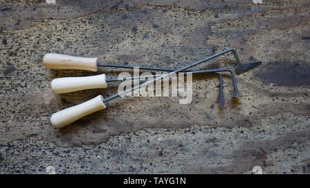 16-17th century post medieval surgeons cautery irons by daegrad tools Stock Photo