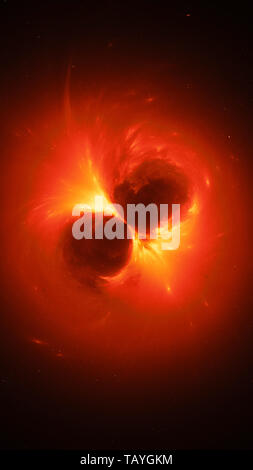 Fiery glowing electromagnetic source in space, computer generated abstract background, 3D rendering Stock Photo