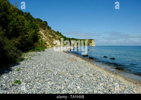 The chalk cliffs and coastline landscape on the Baltic island of Rugen in northern Germany Stock Photo