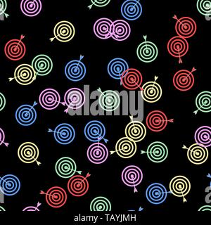 Color random seamless pattern Target aim icon, cross aim sign eps10 Stock Vector