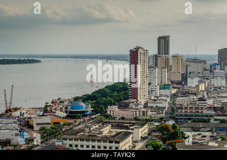 panoramic view of the guayas river and the city of guayaquil. Ecuador Stock Photo