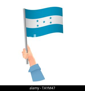 Honduras flag in hand. Patriotic background. National flag of Honduras  illustration Stock Photo