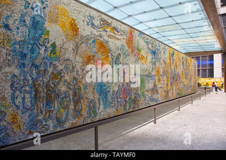 Four Seasons mosaic by Marc Chagall, in Chase Tower Plaza, Chicago, Illinois, United States Stock Photo