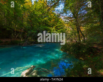 The beautiful color of theUrederra river. Navarra, Spain Stock Photo