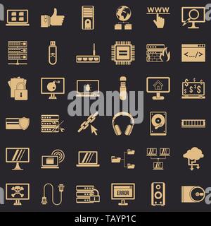 Seo icons set, simple style Stock Vector