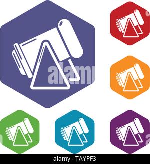 Battle cannon icons vector hexahedron Stock Vector