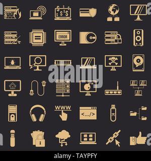 Network icons set, simple style Stock Vector