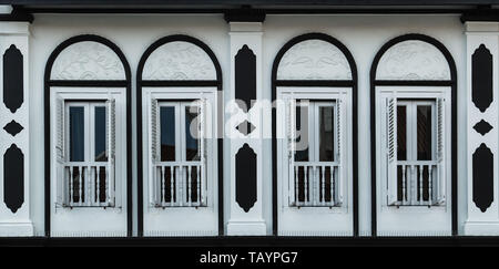 white color ancient old building facade Stock Photo