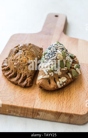 Homemade Salty Turkish Style Pastries with Cottage Cheese and Pumpkin Seeds / Salted Pogaca. Organic Traditional Food. Stock Photo