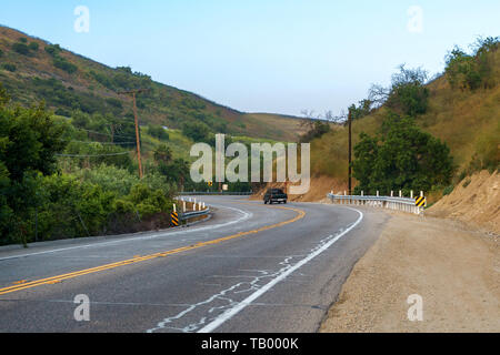 Pickup truck driving on Brea Canyon Road in Brea, California Stock Photo