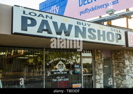 Pawnshop exterior sign in Santa Ana California USA Stock Photo