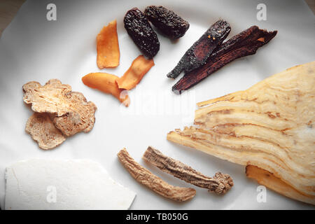 Traditional Chinese medicine herb ingredients. Stock Photo