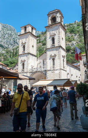 Cathedral of Saint Tryphon, Old Town in Kotor, Montenegro, Europe Stock Photo