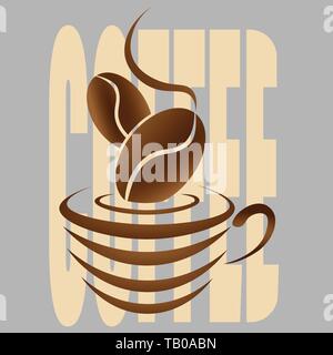 abstract coffee logo with a coffee cup and bean Stock Vector