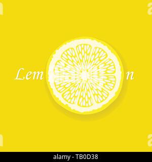 Lemon slice on yellow  background with text Stock Vector